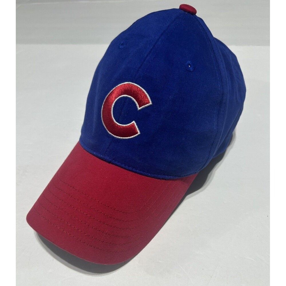 Vintage Chicago Cubs MLB Genuine Merchandise T.E.I. Blue & Red Strapback Hat Cap